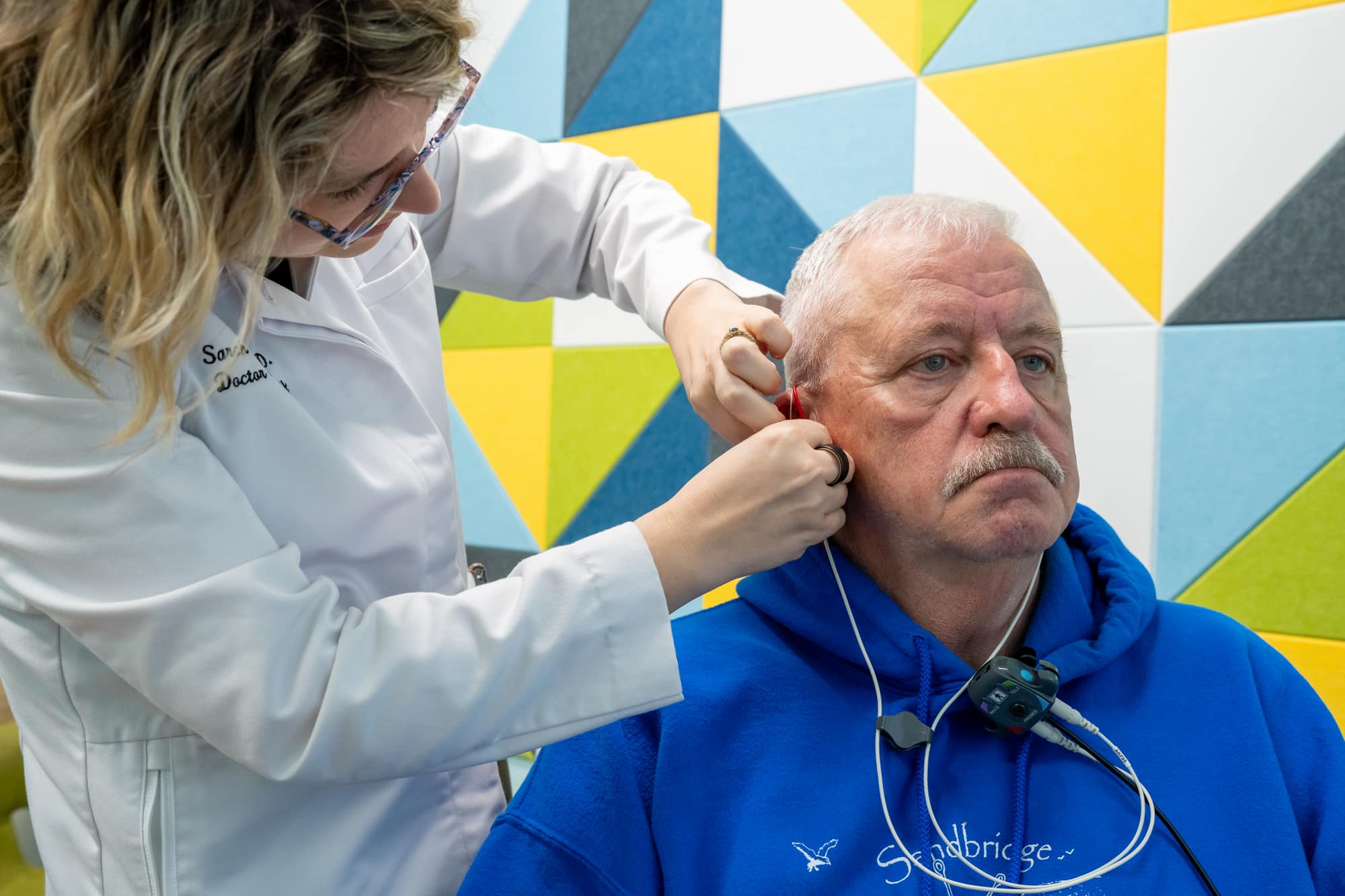 Audiologist performing real ear measurement at Sounds of Life Hearing Center