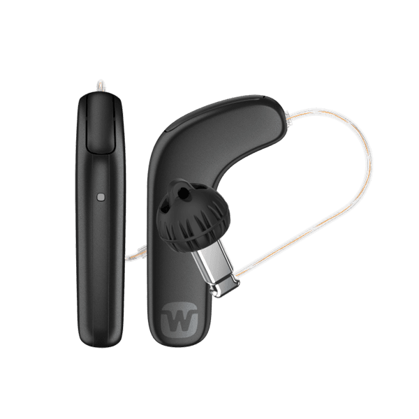 Widex SmartRIC hearing aid with portable charger