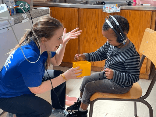 Dr. Cara Donovan providing humanitarian hearing healthcare in Guatemala with Hearing the Call
